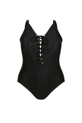 Lace Up One Piece Black
