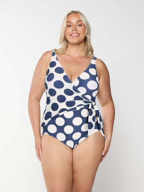 Large Polka Dot Waist Tie One Piece