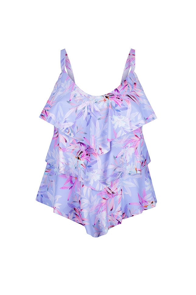 Ghost mannequin of lilac Florence three tier tankini top Australia for curve women