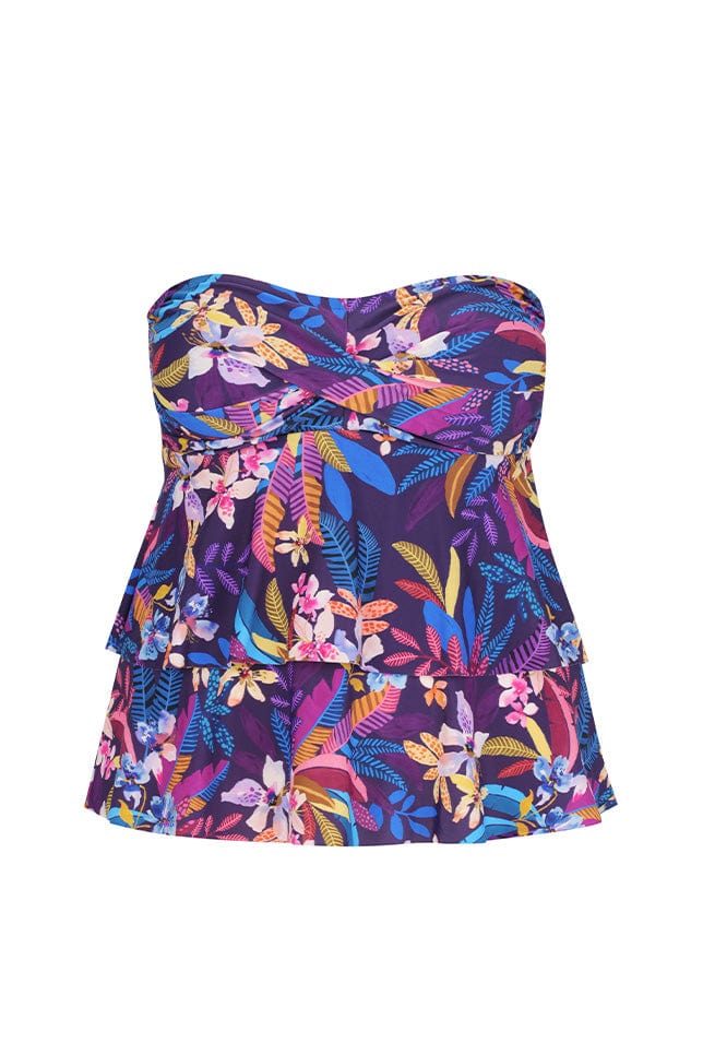 Ghost mannequin of tiered tankini top with removable straps