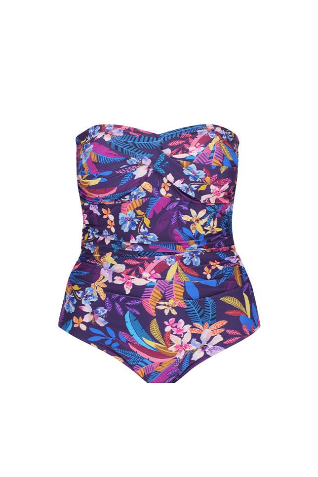 Ghost mannequin of multi coloured bandeau one piece for curve women