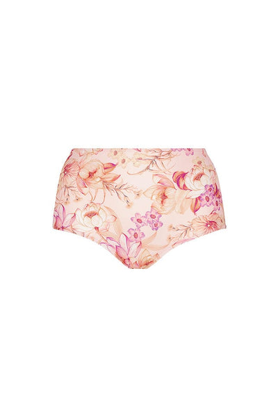 Peach floral high waisted bikini pant for curvy women