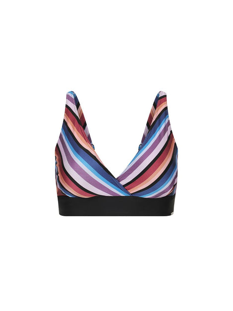 Metallic Stripe V Neck Bikini Top
