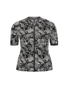 Ghost mannequin of short sleeve rash vest in paisley chlorine resistant 