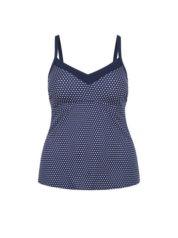 Chlorine Resistant Navy & White Dots Underwire Tankini Top