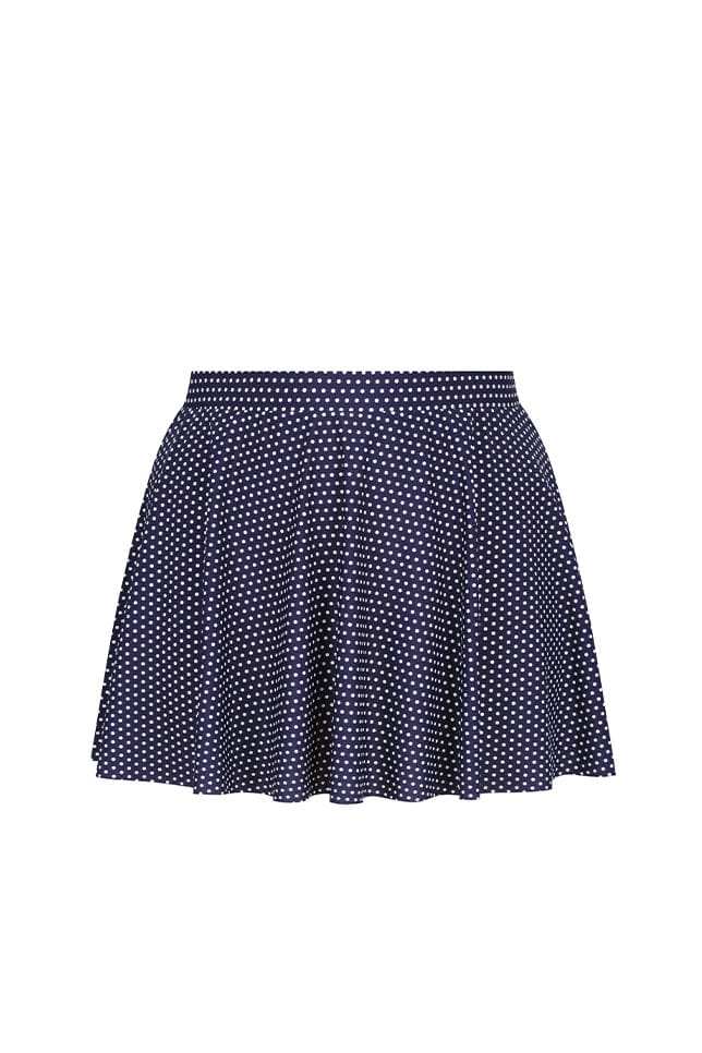 Ghost mannequin of navy and white skater skirt
