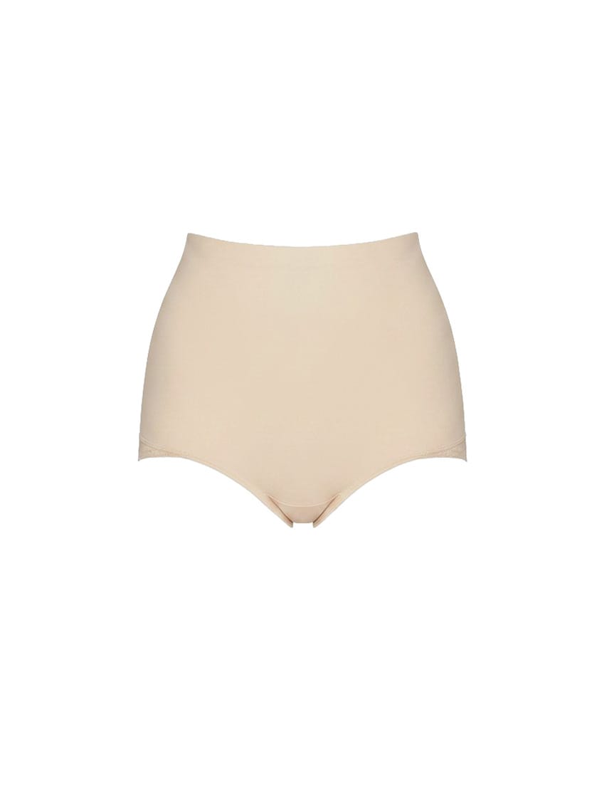 Beige high-waisted underwear on a white background
