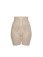 Beige shapewear shorts on a white background