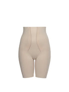 Beige shapewear shorts on a white background