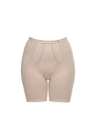 Beige shapewear shorts on a white background