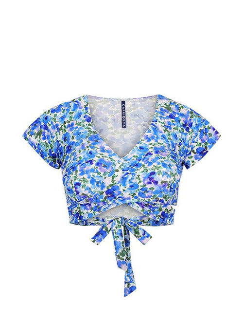 Pansy Wrap Crop Bikini Top