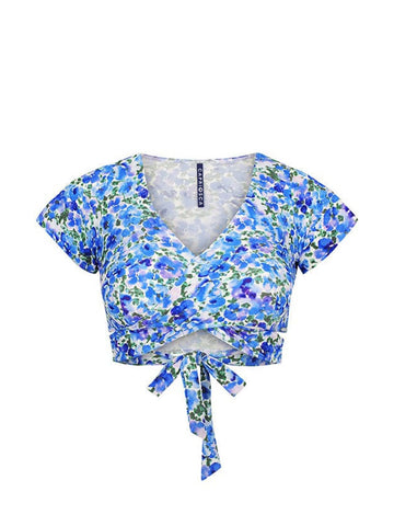 Pansy Wrap Crop Bikini Top