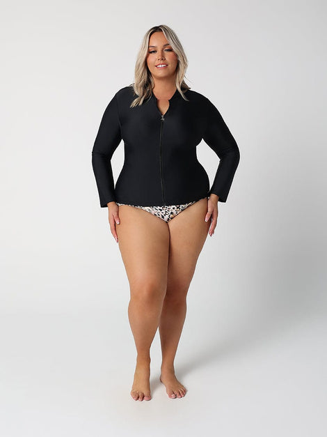 Plain Black Long Sleeve Rash Vest