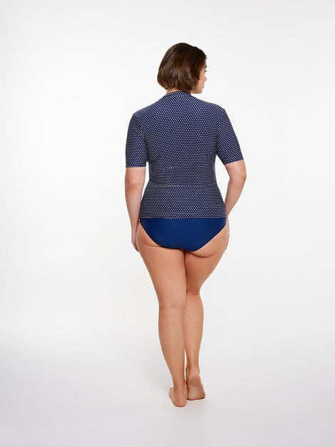 Navy & White Dots Short Sleeve Rash Vest