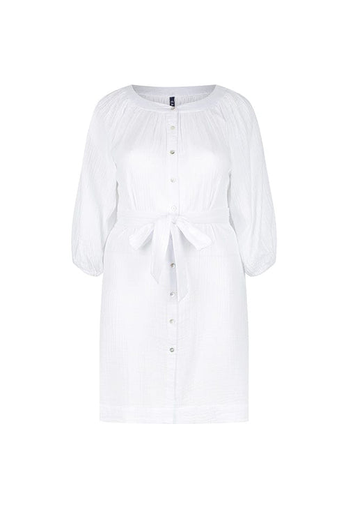 White Cheesecloth Button Through Dress