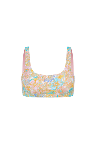 Retro Floral Reversible Bikini Top