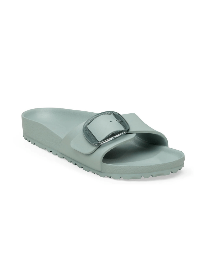 Ghost mannequin of sage birkenstock one strap sandal