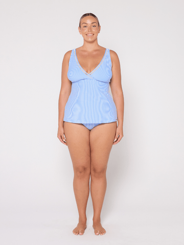Sailor Blue V Neck Tankini Top