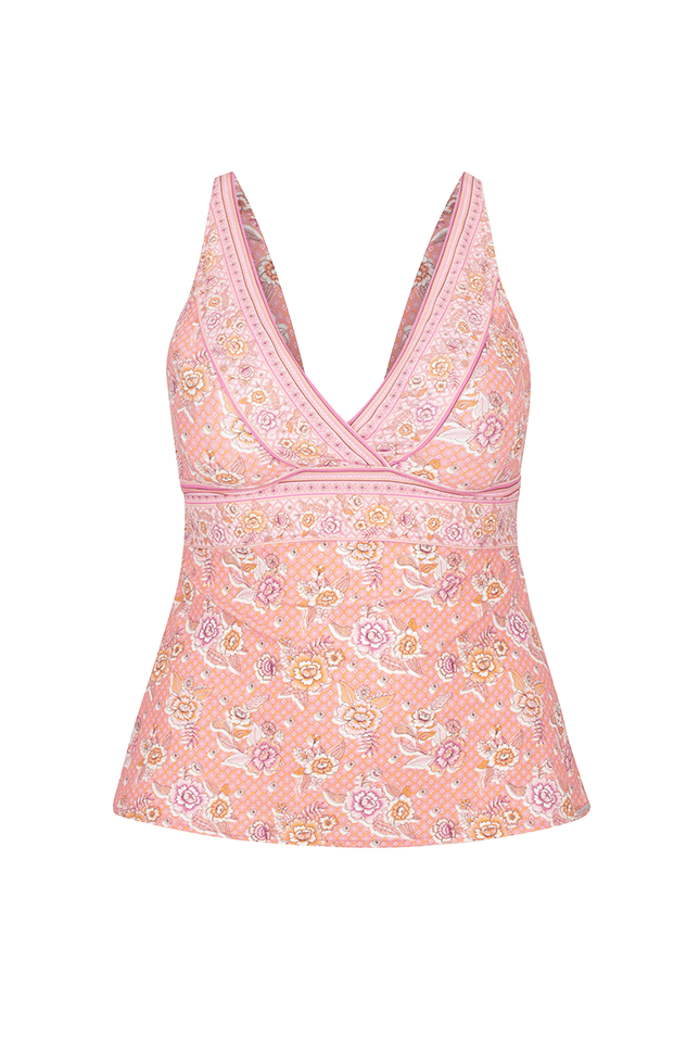 Ghost mannequin blush pink floral v neck tankini