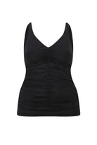 ghost mannequin black ruched tankini