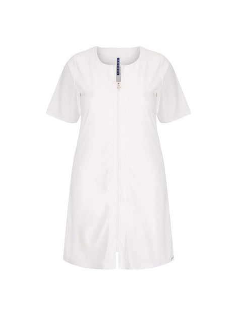 Terry Towelling Zip Through Dress White