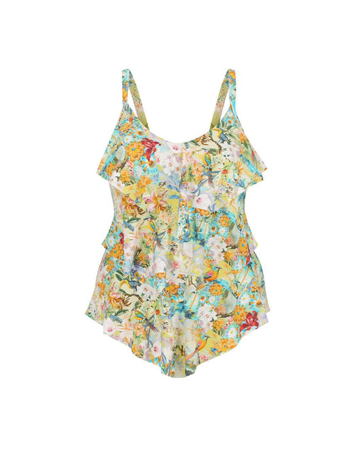 Floral swimsuit on a white background