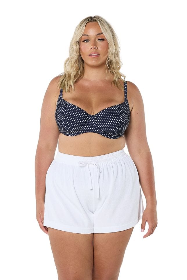 Plus Size Terry Towelling Shorts White Curvy Swimwear