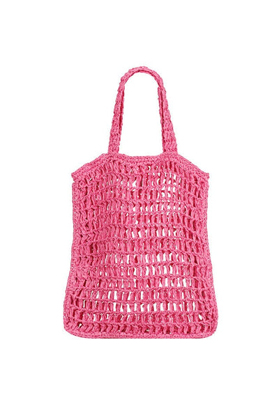 Woven tote bag in hot pink