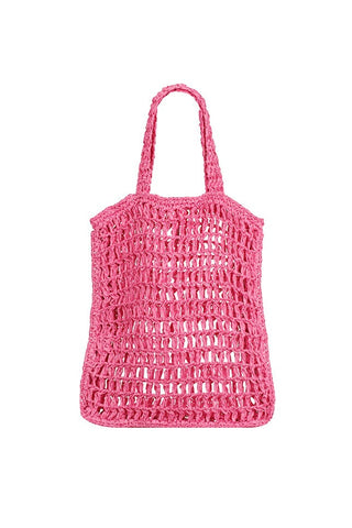 Woven Tote Beach Bag - Hot Pink