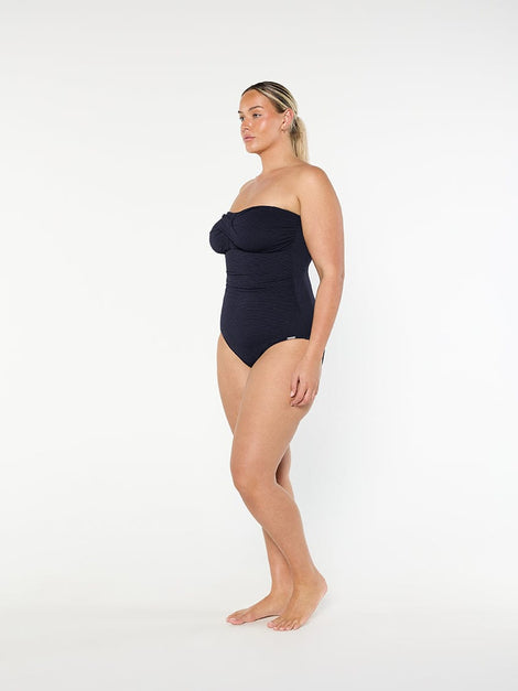 Honey Comb Navy Twist Front Bandeau One Piece