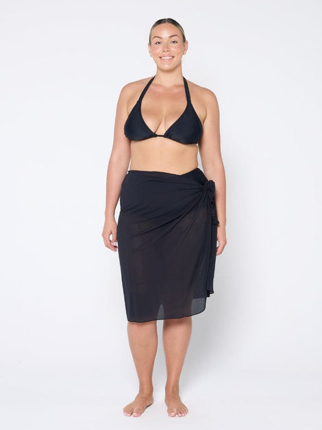 Mesh Tie Long Skirt Black Bottom