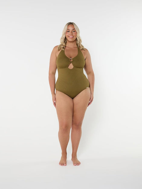 Honey Comb Zanzibar Halter Ring One Piece