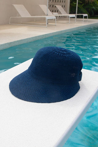 Navy Wide Brim Travel Hat