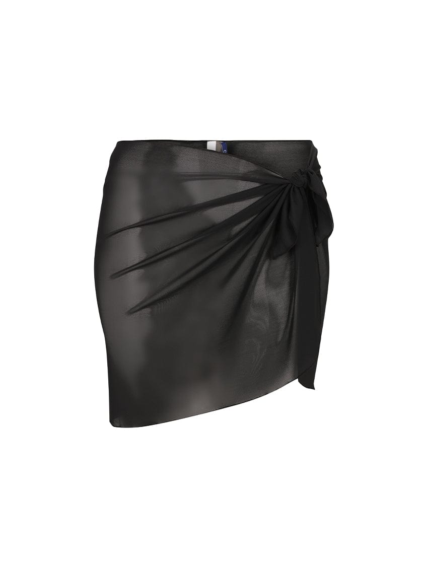 black mesh tie side short skirt