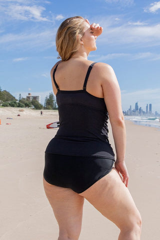 Honey Comb Black Underwire Tankini Top