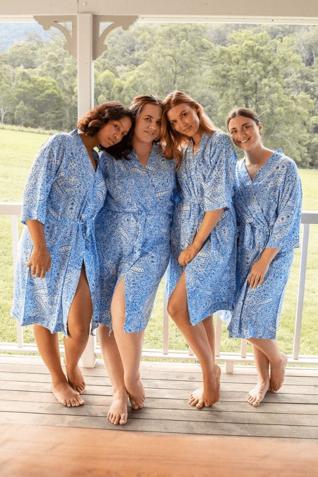 Paisley Blue Robe Short