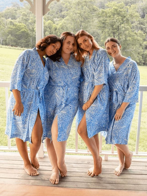 Paisley Blue Robe Short