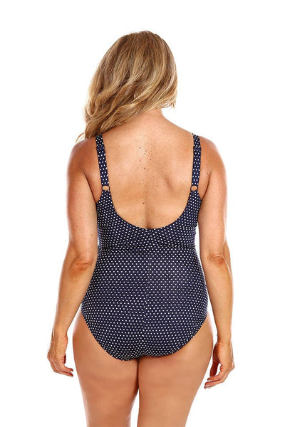Chlorine Resistant Navy & White Dots Tank One Piece