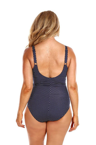 Chlorine Resistant Navy & White Dots Tank One Piece