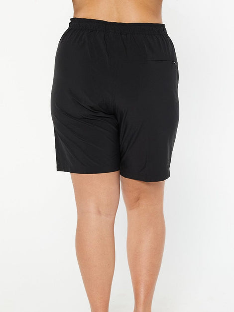 Plain Black Luxe Sport Stretch Board Shorts