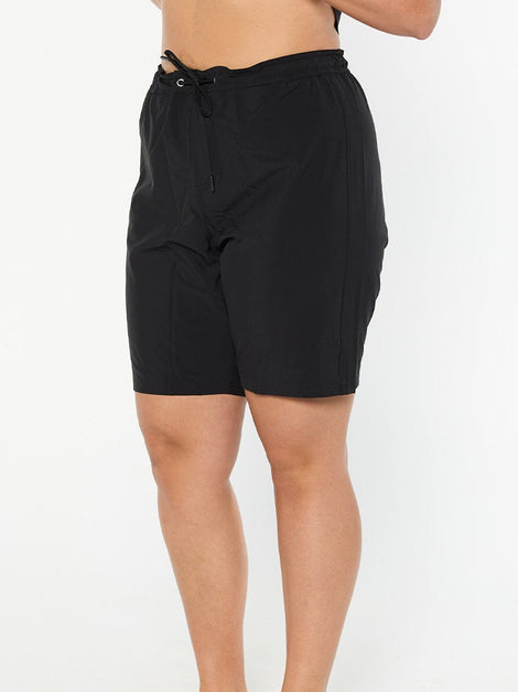 Plain Black Luxe Sport Stretch Board Shorts