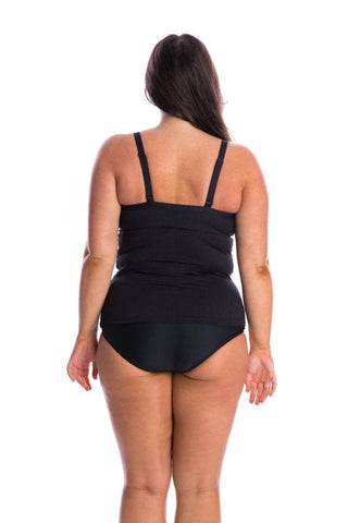 Honey Comb Black Underwire Tankini Top