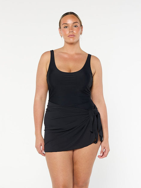 Black Mesh Short Tie Skirt Bottom