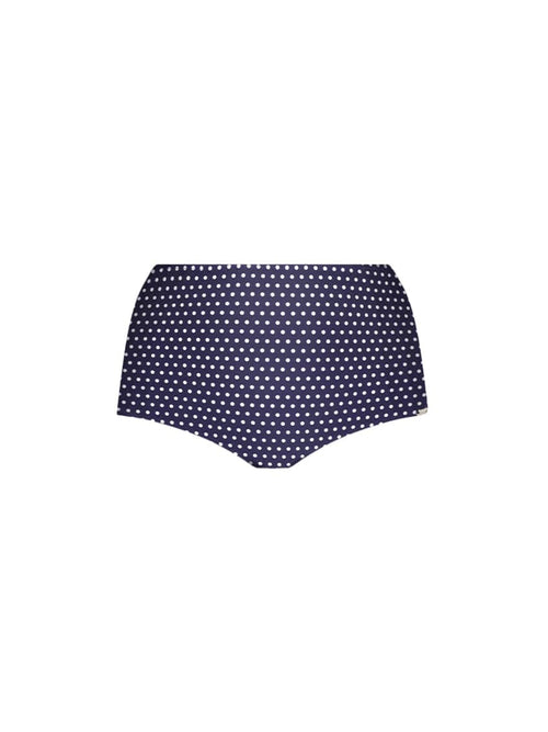 navy polka dot high waist bikini bottom
