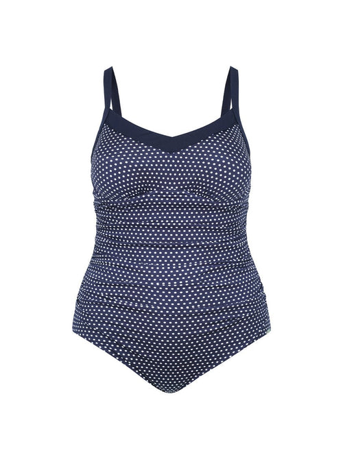 navy and white dots underwire one piece