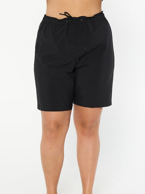 Plain Black Luxe Sport Stretch Board Shorts