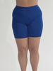 model wearing chlorine resistant navy swim bike pant