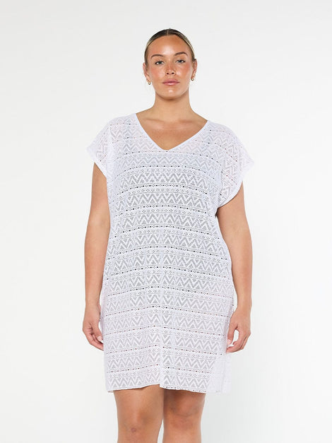 Mesh Beach Cover Up White