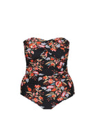 black and red floral bandeau swimsuit