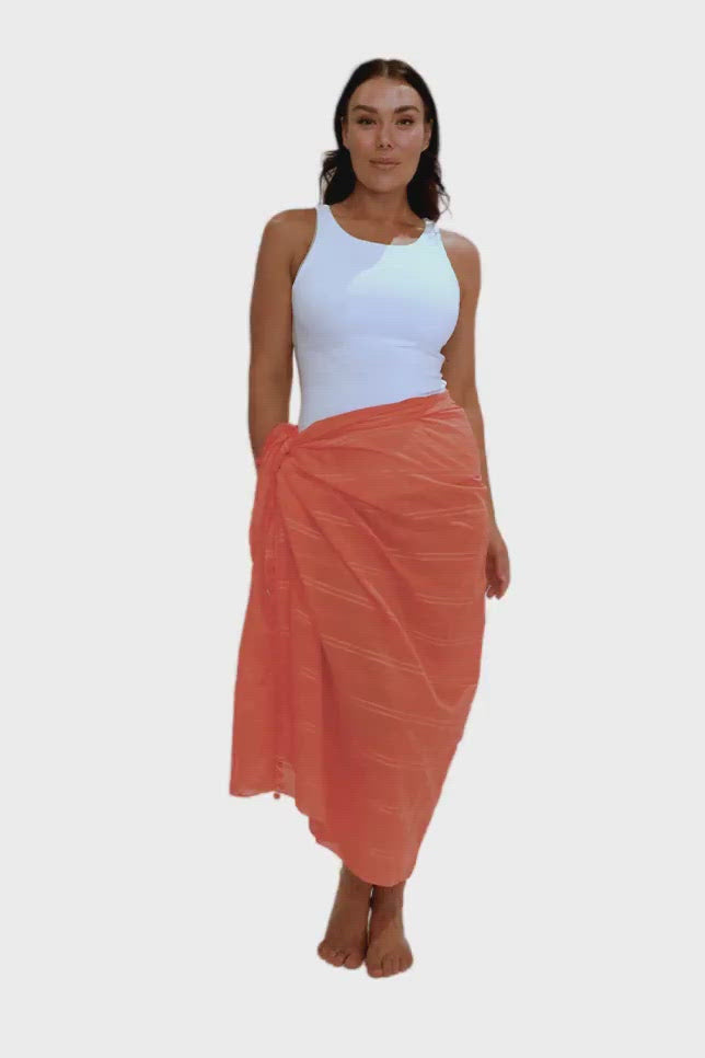 orange coral sarong cover up